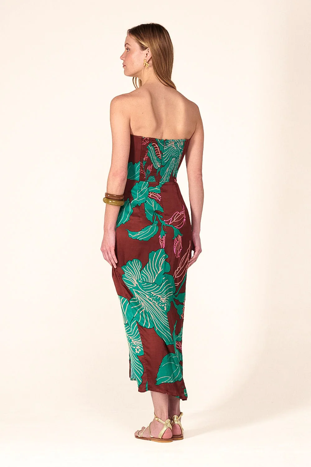 Long Dress Collina - Brown Hibiscus - Image 4