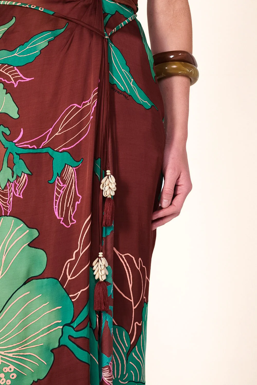 Long Dress Collina - Brown Hibiscus - Image 5