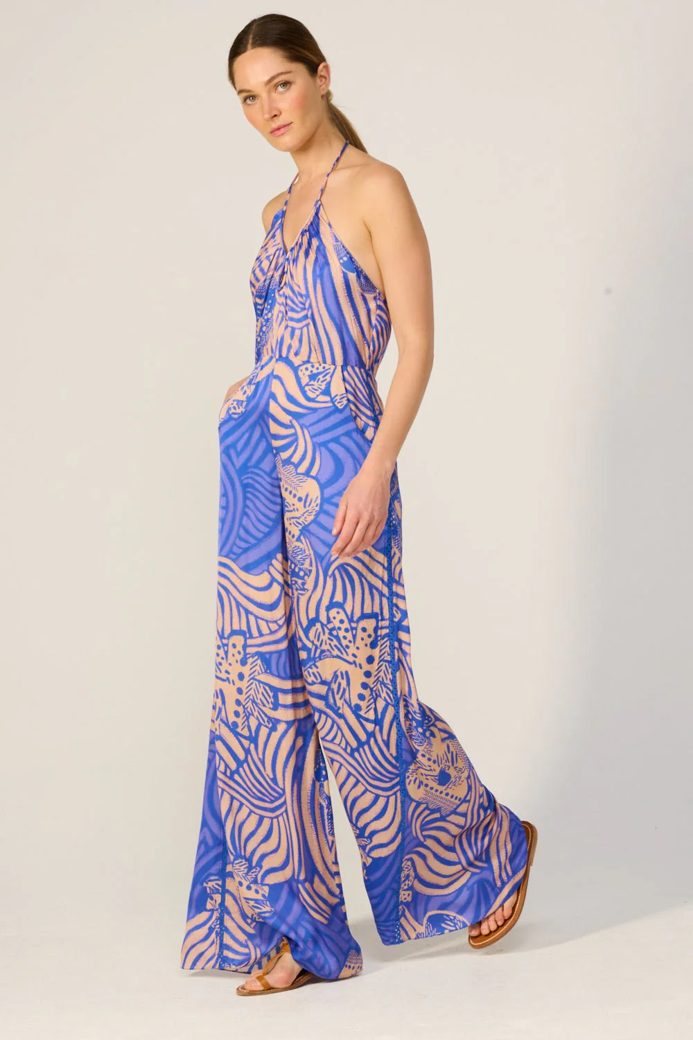 Long Jumpsuit Cilia - Blue Japonism - Image 3