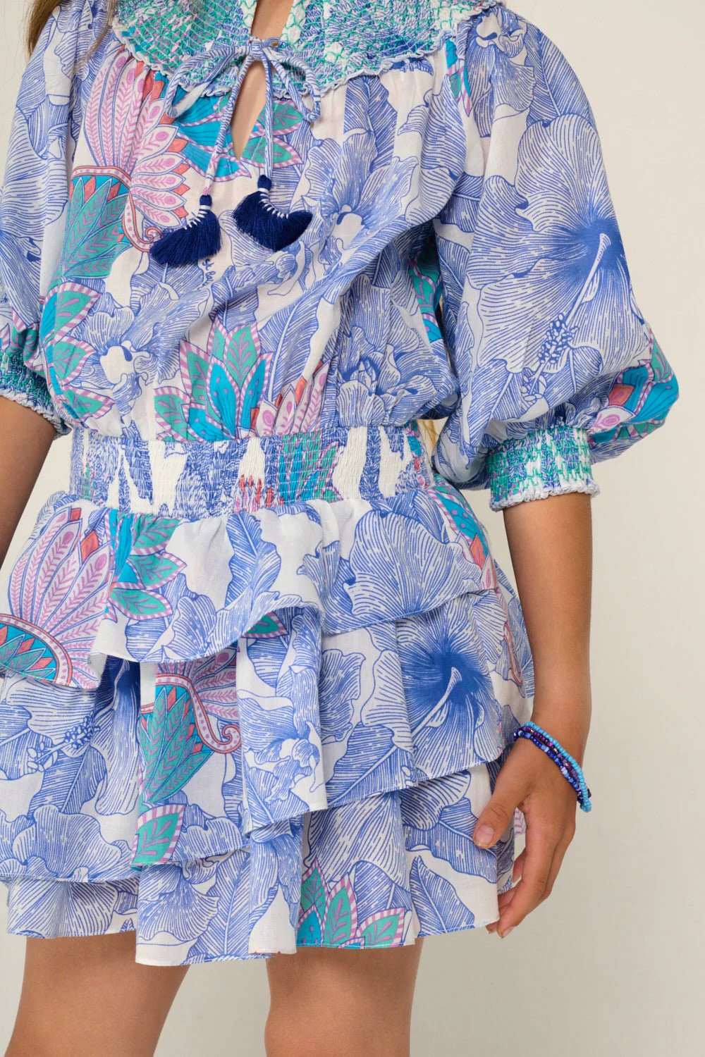 Mini Dress Anna for girls - Blue Padang - Image 3