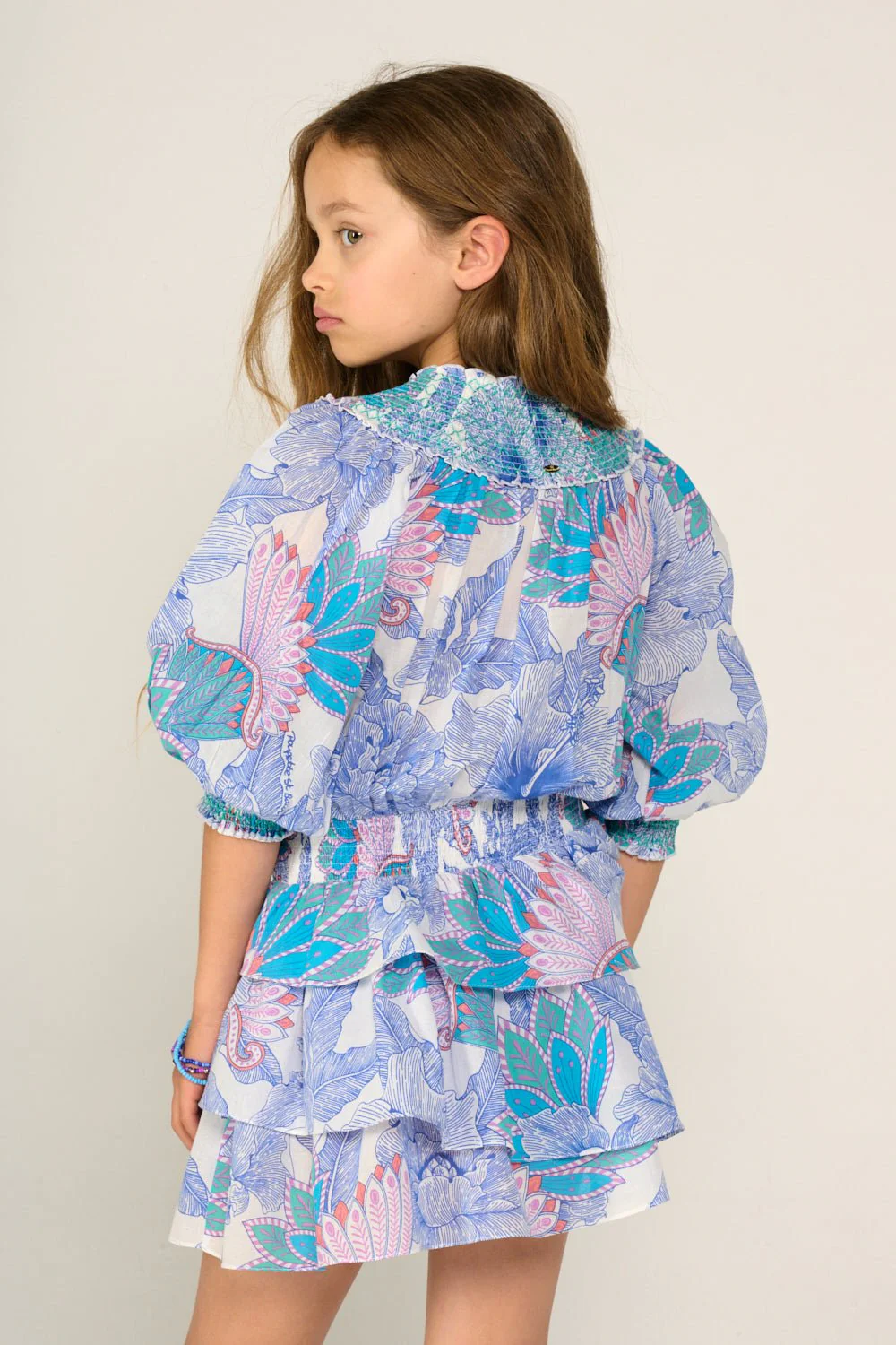Mini Dress Anna for girls - Blue Padang - Image 4