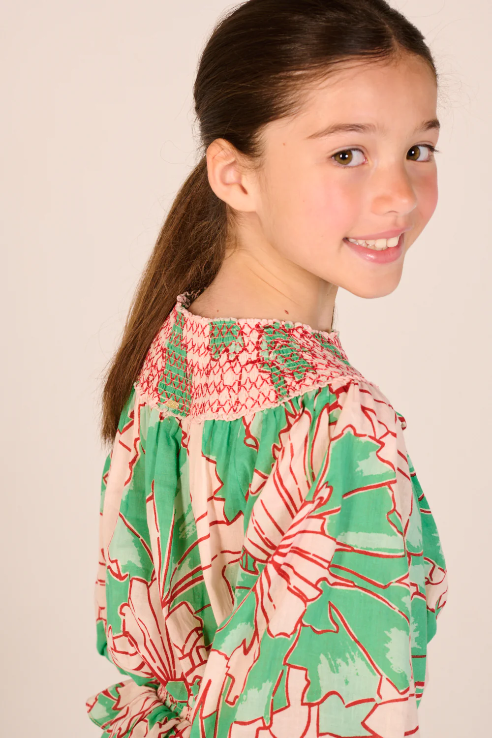 Mini Dress Anna for girls - Green Petal - Image 5