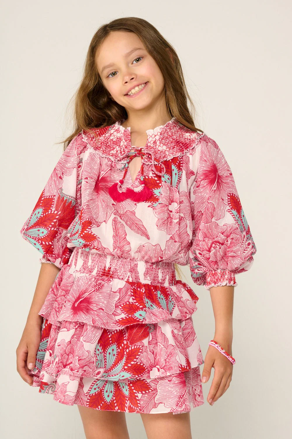 Mini Dress Anna for girls - Pink Padang - Image 3