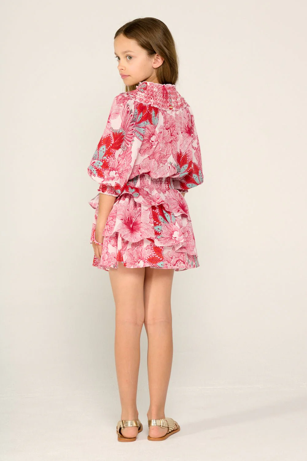 Mini Dress Anna for girls - Pink Padang - Image 4