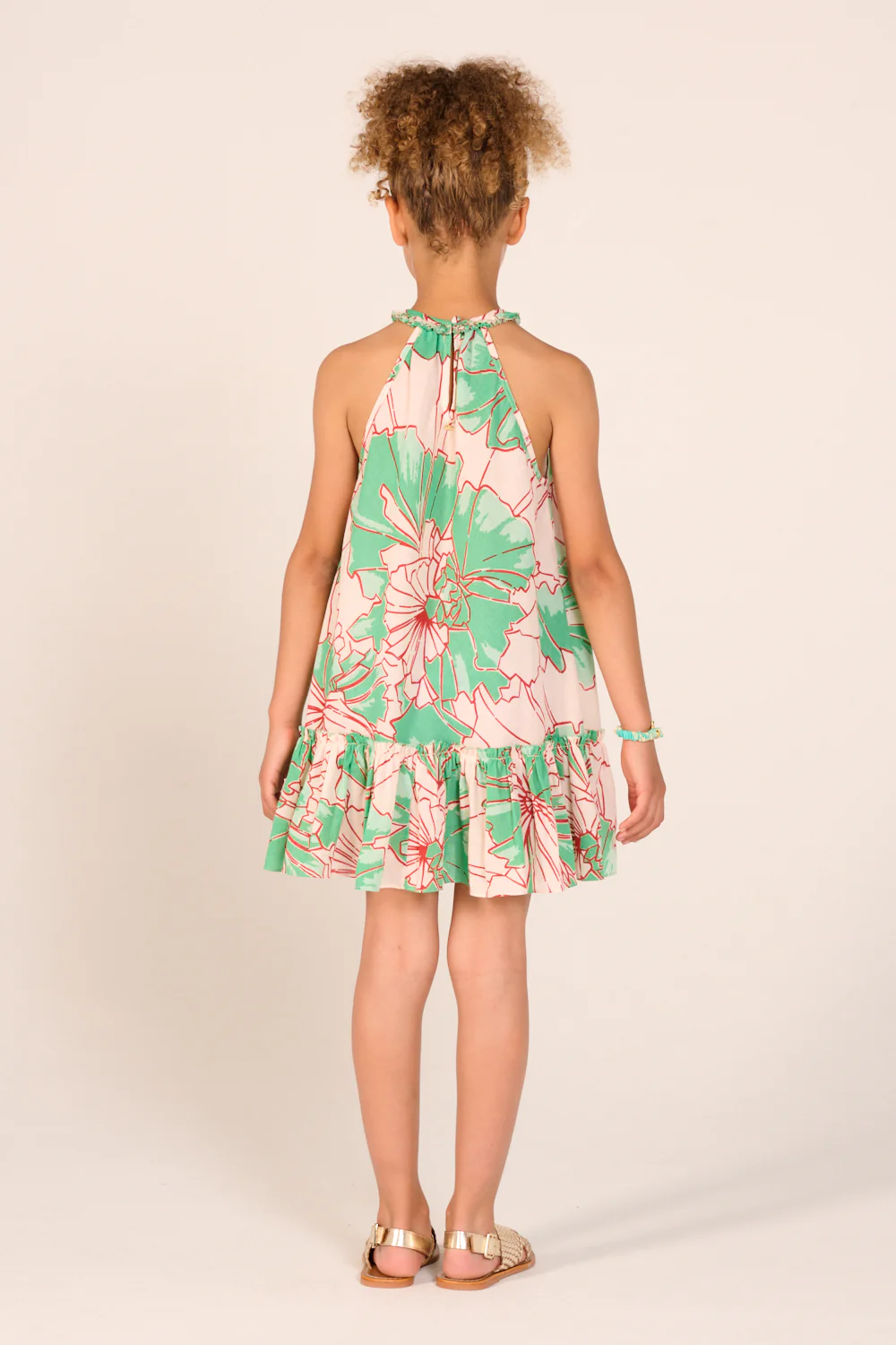 Mini Dress Cleo for girls - Green Petal - Image 4