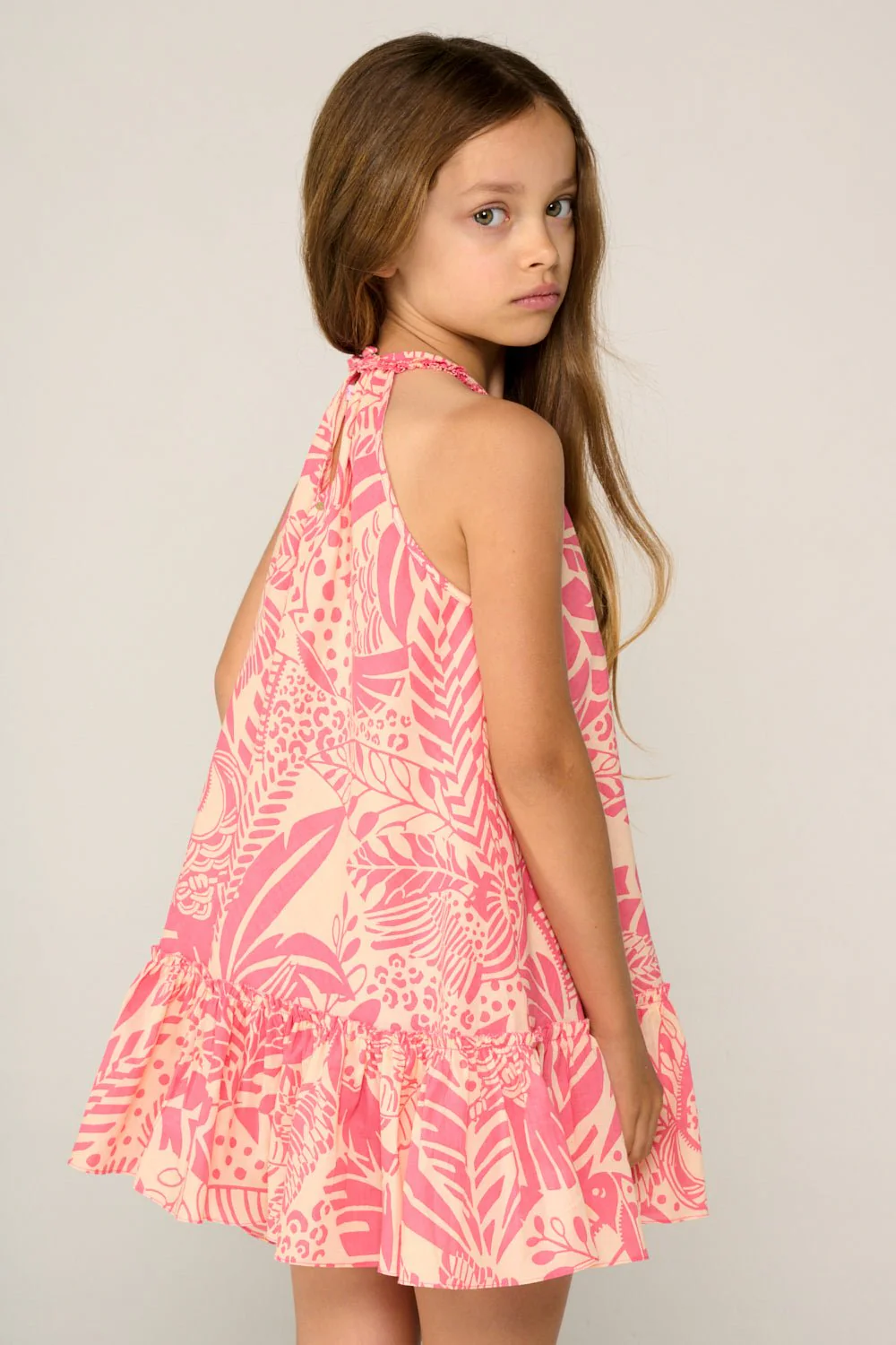 Mini Dress Cleo for girls - Pink Toucan - Image 4