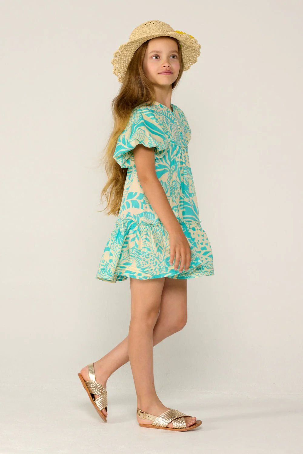 Mini Dress Cruz for girls - Aqua Toucan - Image 3