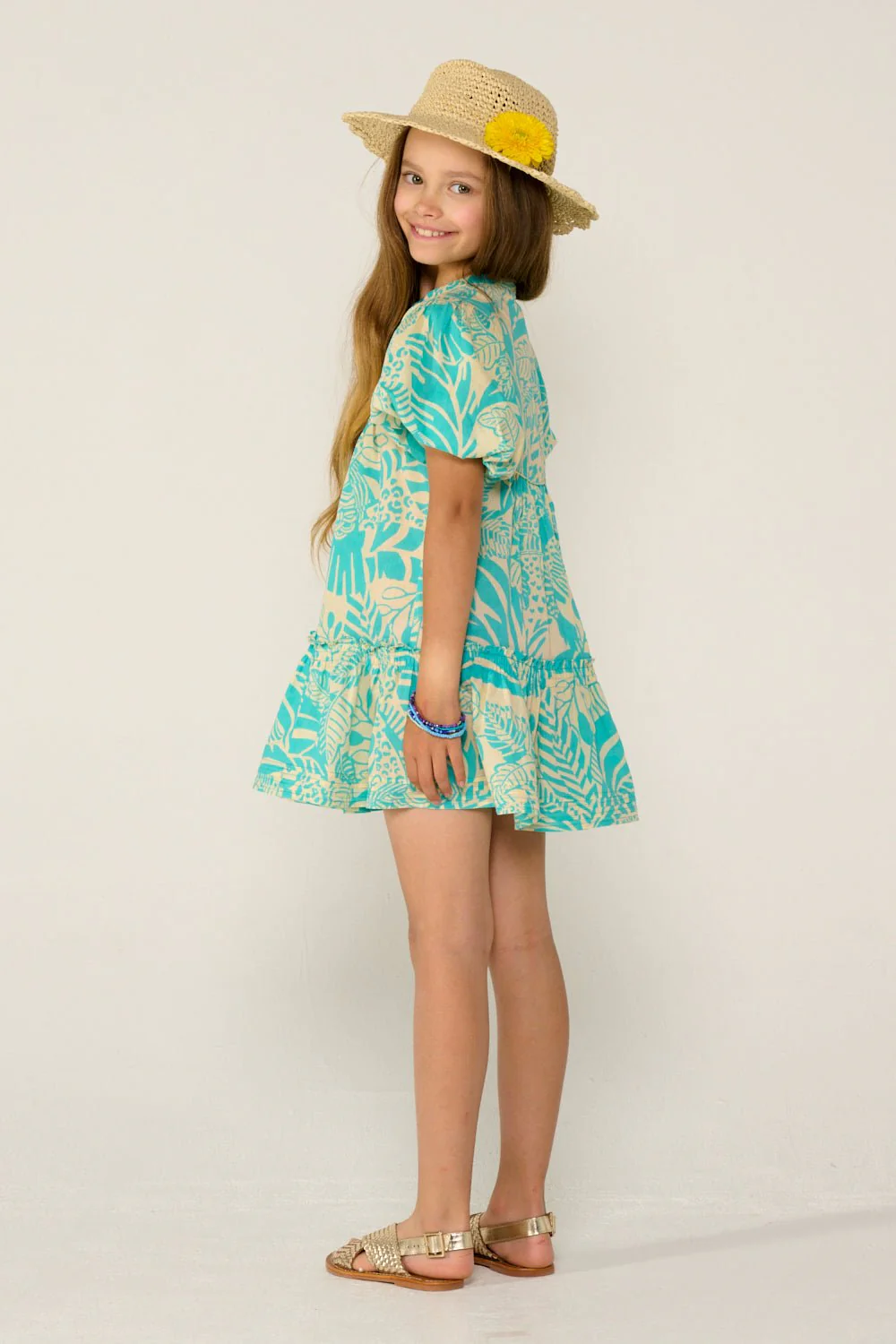 Mini Dress Cruz for girls - Aqua Toucan - Image 4