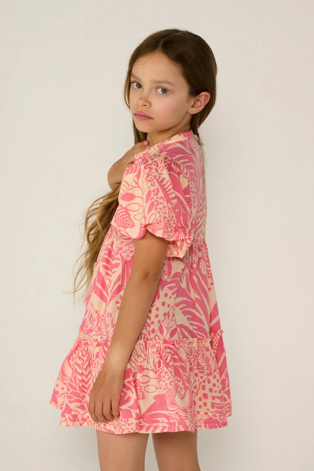 Mini Dress Cruz for girls - Pink Toucan - Image 3