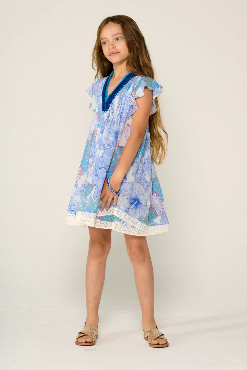 Mini Dress Sasha for girls - Blue Padang - Image 3